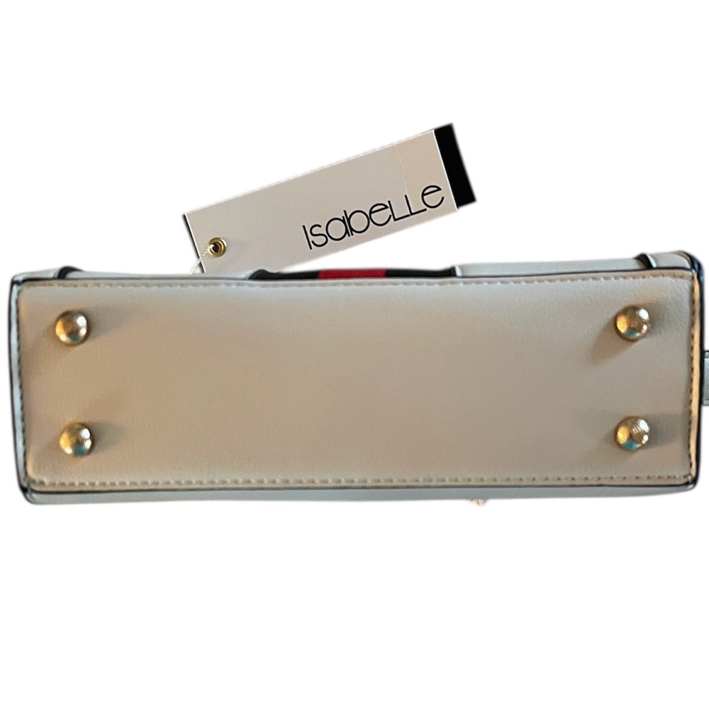 New Cream Crossbody Bag with Black Trim with Black & Red Stripe, Vegan Leather - Picture 4 of 6